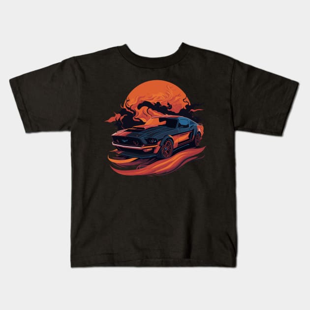 Muscle Car Flame Kids T-Shirt by VENZ0LIC